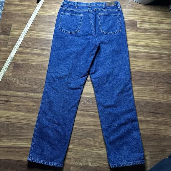 Vintage LL Bean Flannel Lined Jeans Mens 34x32 Straight Leg Denim Y2K Grunge - Picture 8 of 11